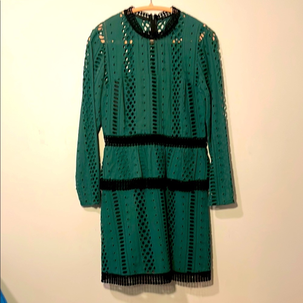ASOS Eyelet Peplum Dress with Bishop Sleeves